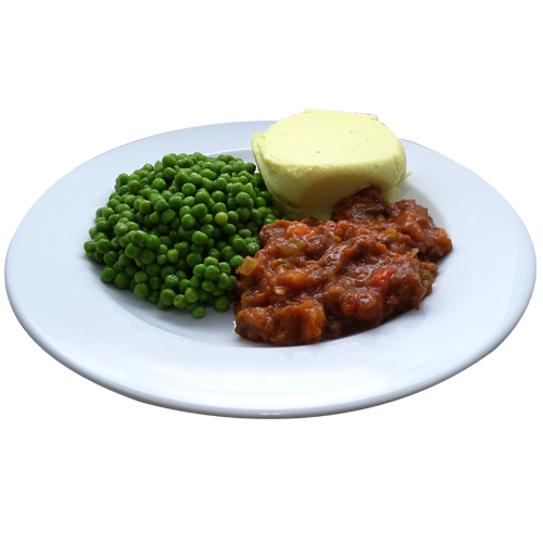 Boeuf stroganoff met doperwten en aardappelpuree (zoutarm/natriumarm).
